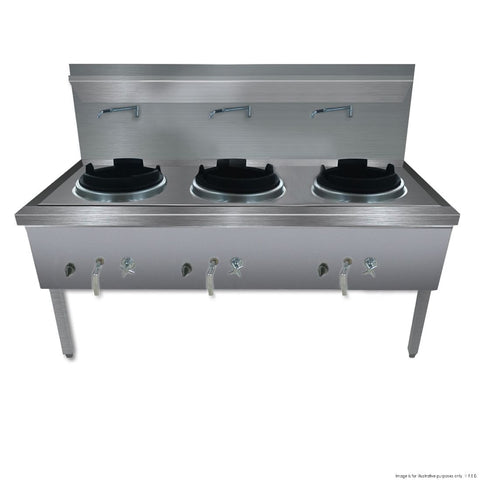 GasMax WW-3 Stainless Steel Waterless Triple Wok - Natural Gas/LPG