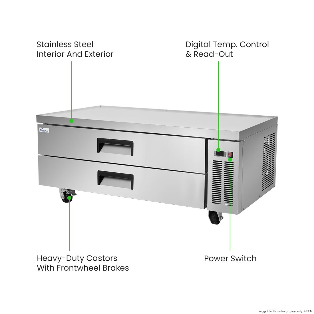 FED-X Chef Base Refrigeratied Drawer Bench 360L XCB-60
