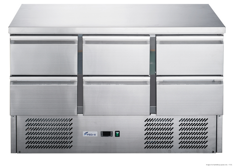 FED-X Six Drawer Compact Workbench Fridge XGNS1300-6D