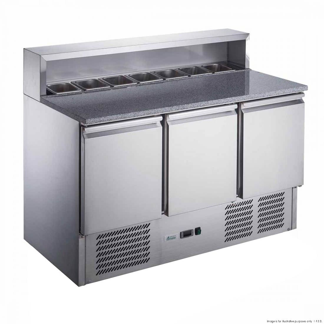 FED-X Three Door Salad Prep Fridge With Marble Top XGNS1300E