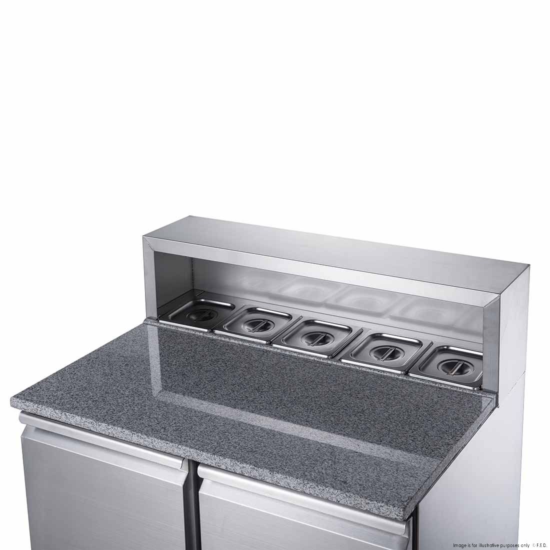 FED-X Two Door Salad Prep Fridge With Marble Top XGNS900E