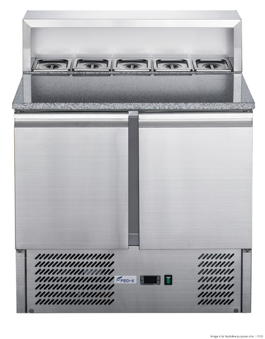 FED-X Two Door Salad Prep Fridge With Marble Top XGNS900E