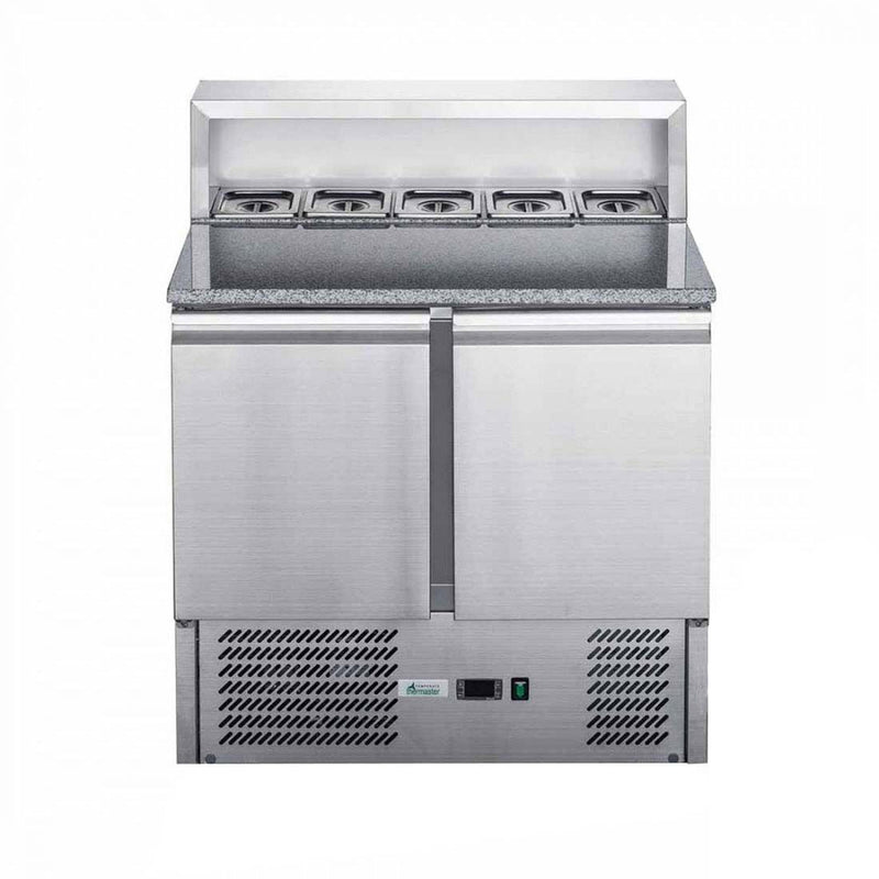 FED-X Two Door Salad Prep Fridge With Marble Top XGNS900E