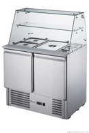 FED-X Two Door Salad Prep Fridge With Square Glass Top XS900GC