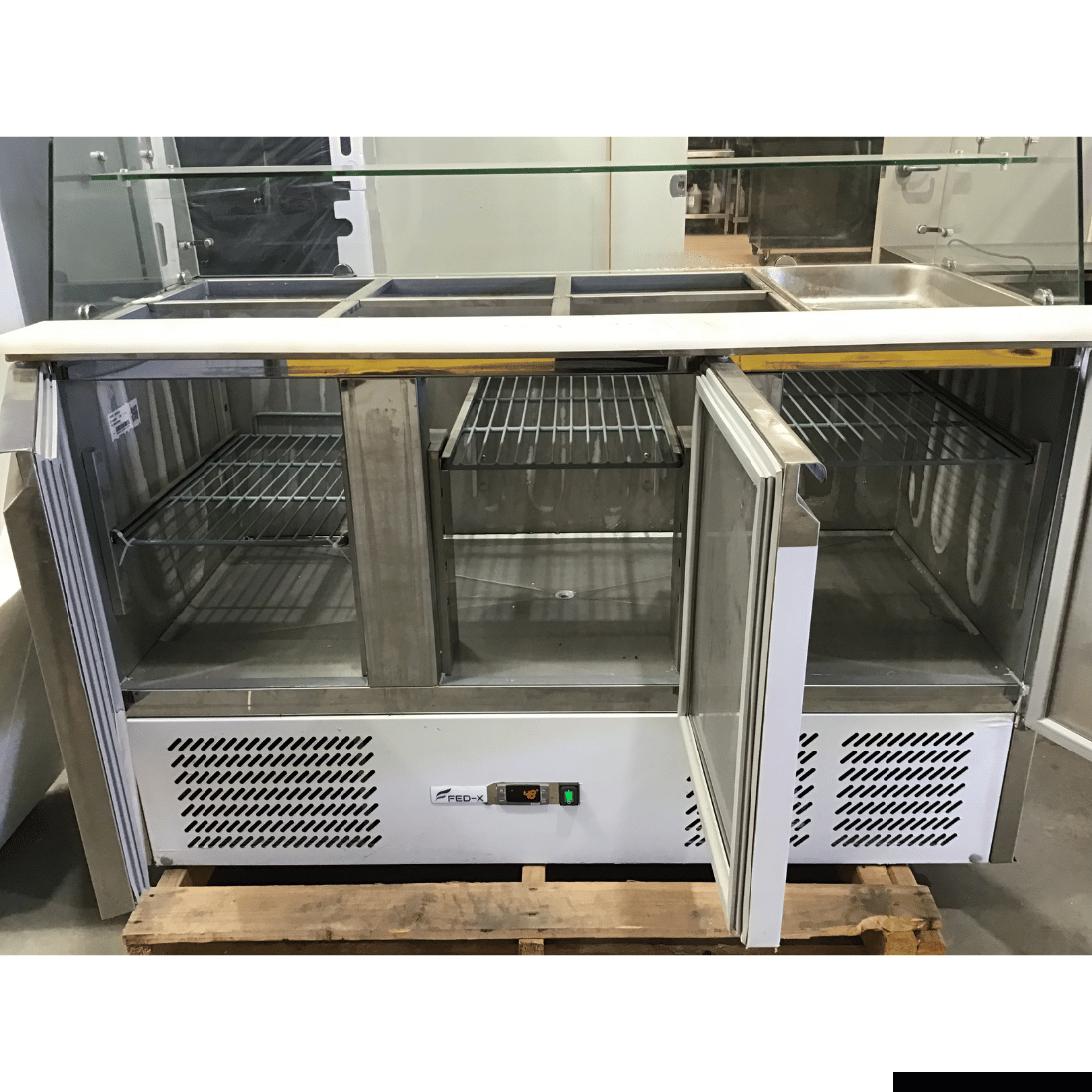 2NDs: FED-X Three Door Salad Prep Fridge with Glass Top - XS903GC-QLD374