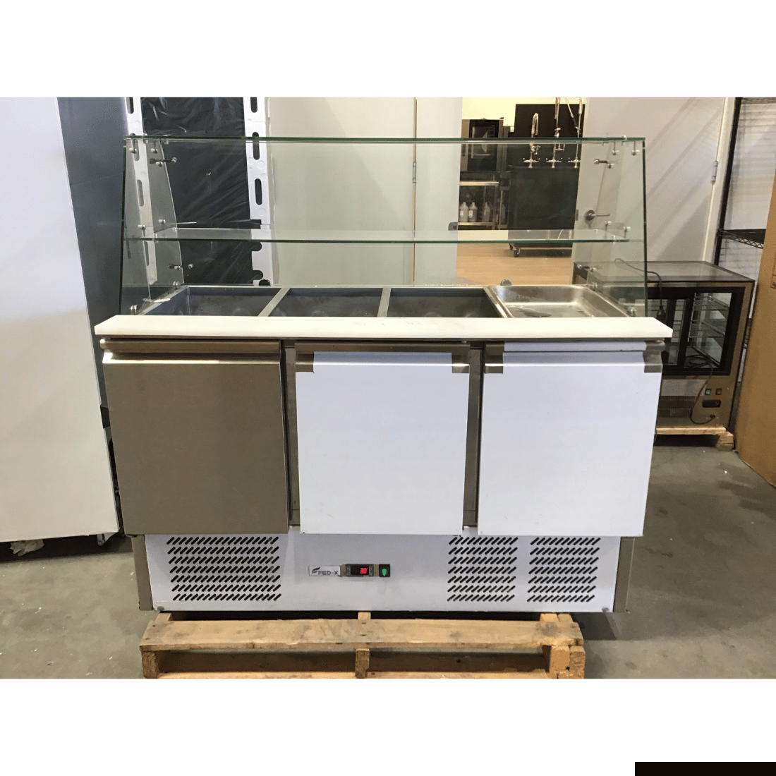 2NDs: FED-X Three Door Salad Prep Fridge with Glass Top - XS903GC-QLD374