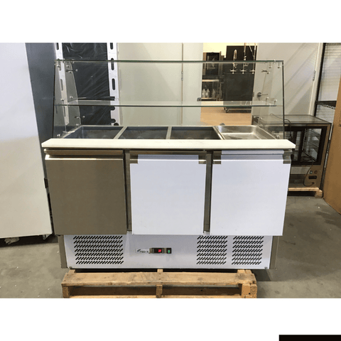 2NDs: FED-X Three Door Salad Prep Fridge with Glass Top - XS903GC-QLD374