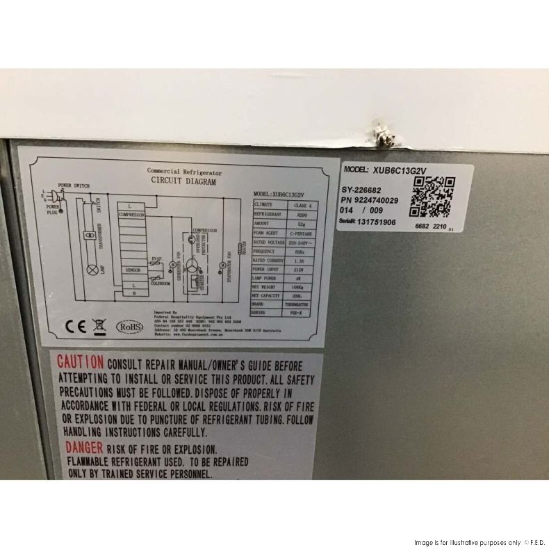 2NDs: FED-X Two Glass Door Bench Fridge - Xub6c13g2v-VIC546