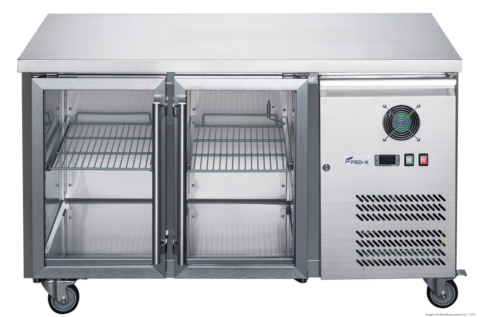 FED-X Two Glass Door Bench Fridge XUB6C13G2V