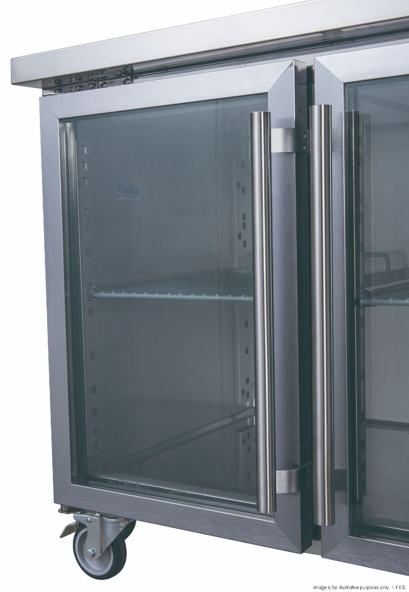 FED-X Three Glass Door Bench Fridge XUB6C18G3V