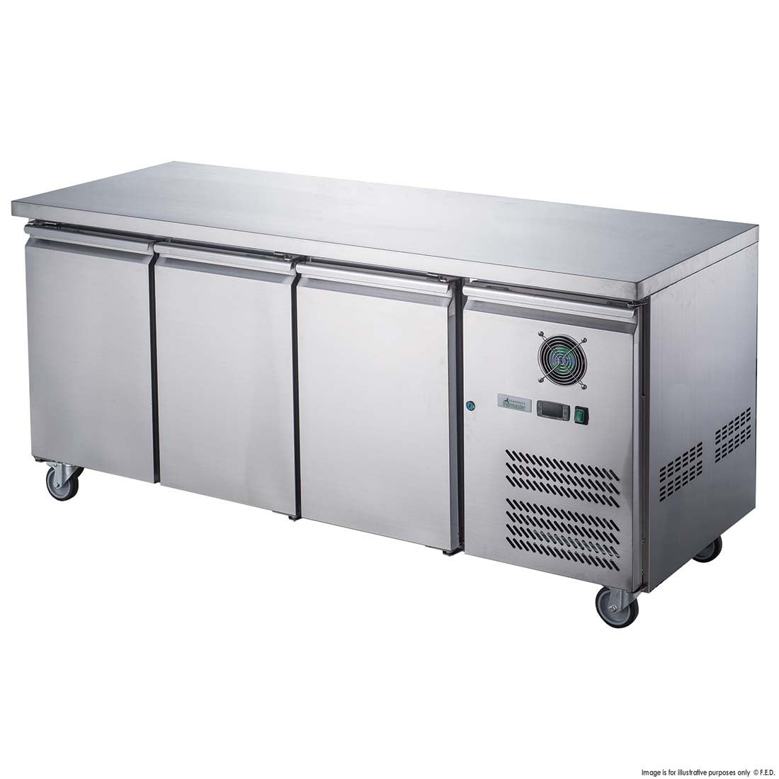 FED-X S/S Three Door Bench Freezer XUB6F18S3V