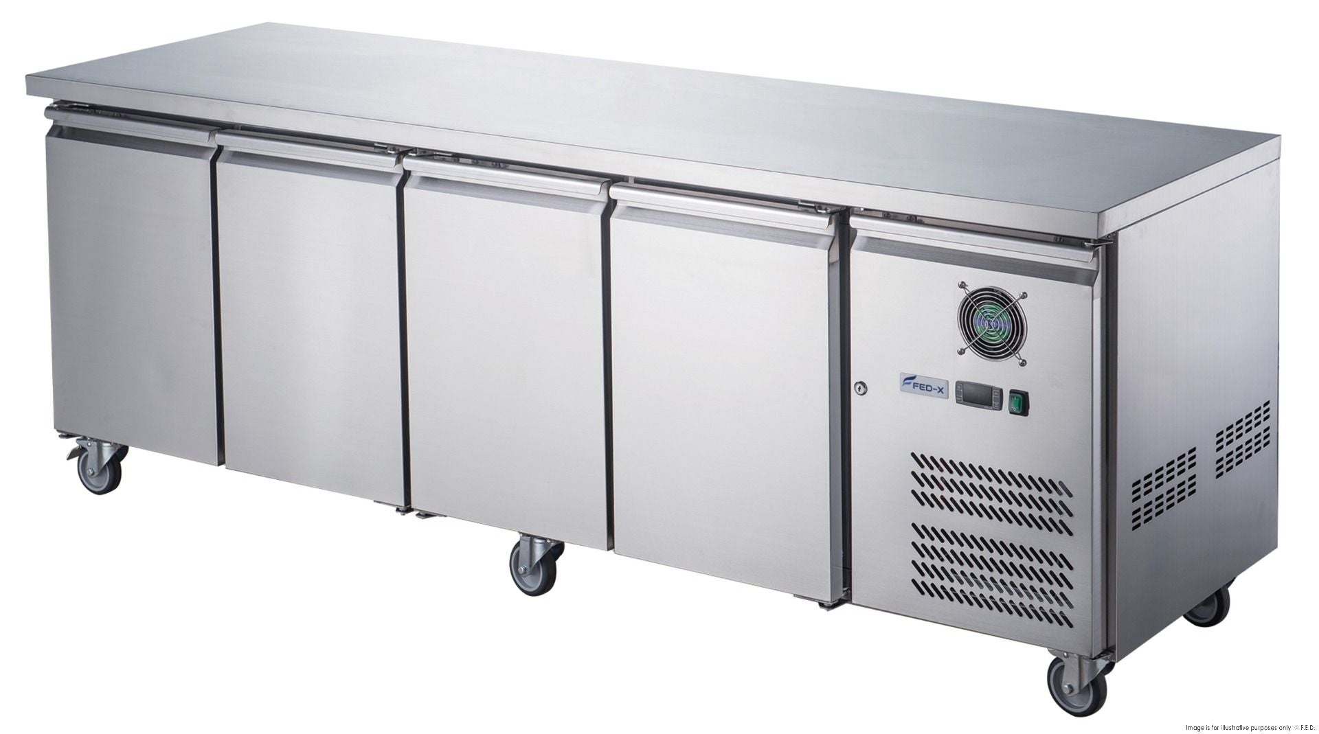 FED-X S/S Four Door Bench Fridge XUB7C22S4V