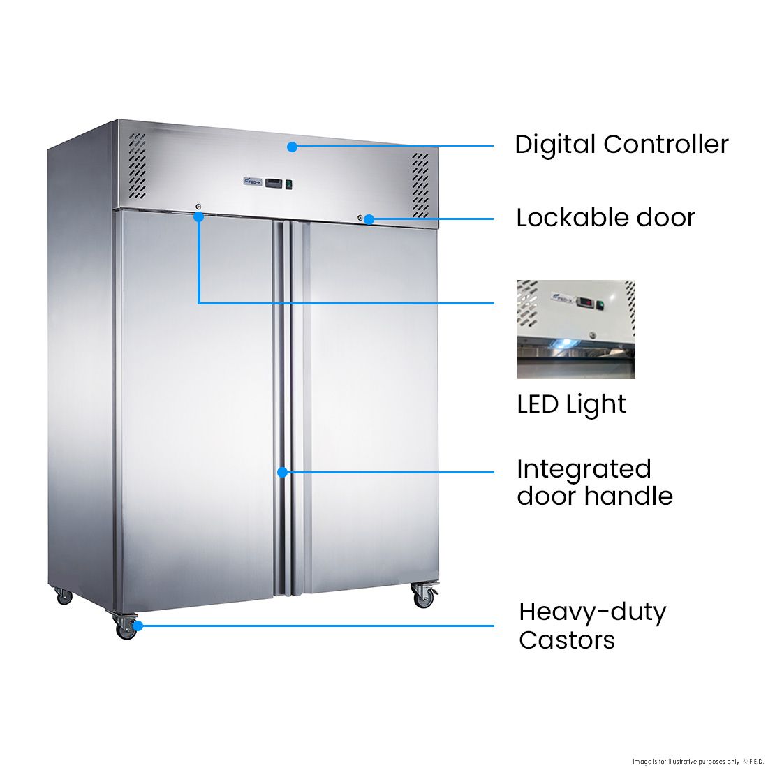 FED-X S/S Double Door Upright Fridge XURC1200SFV