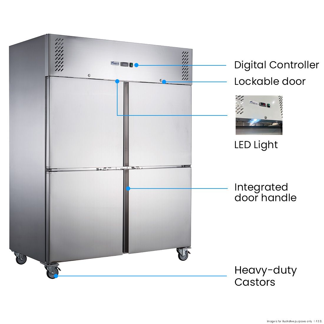 FED-X S/S Four Door Upright Fridge XURC1410S2V