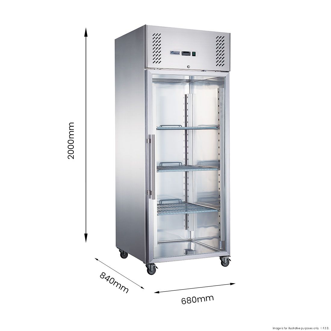 FED-X S/S Full Glass Door Upright Fridge XURC600G1V