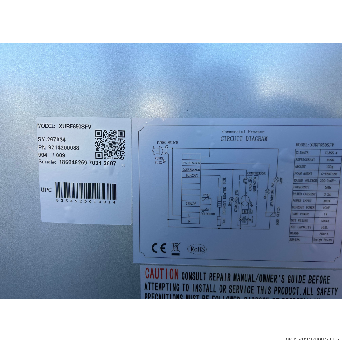 CLEARANCE - FED-X S/S Single Door Upright Freezer - XURF650SFV-QLD125