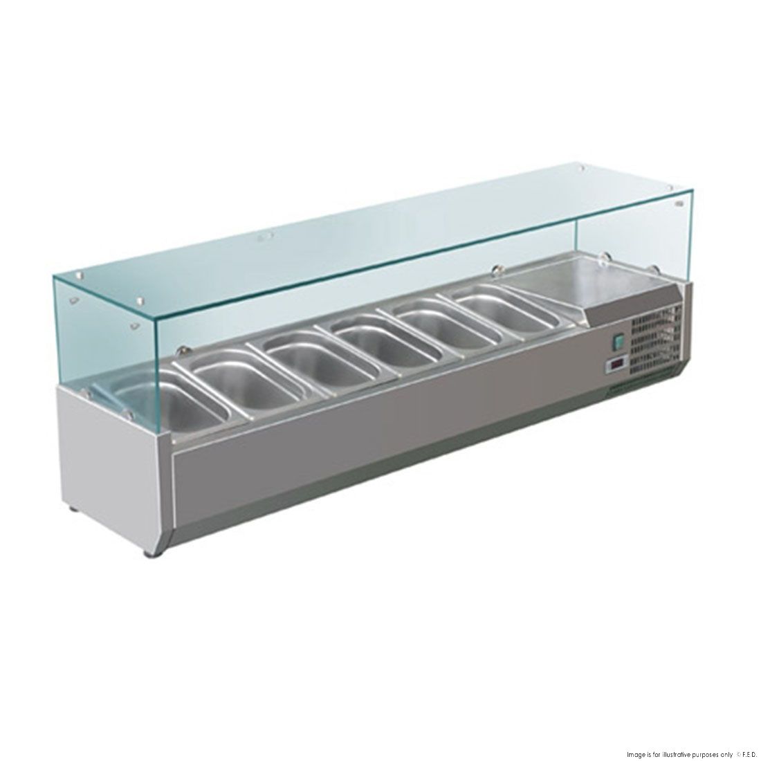 FED-X Flat Glass Salad Bench XVRX1500/380