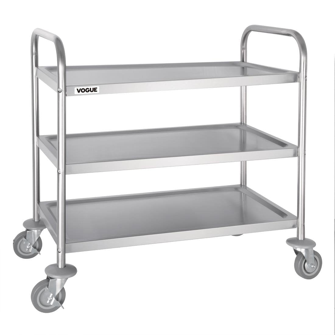 Vogue Stainless Steel 3 Tier Clearing Trolley Medium