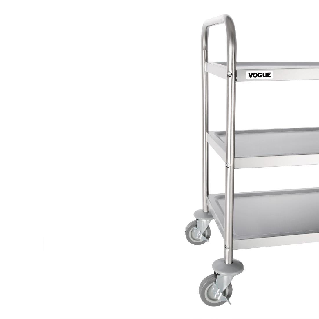 Vogue Stainless Steel 3 Tier Clearing Trolley Medium