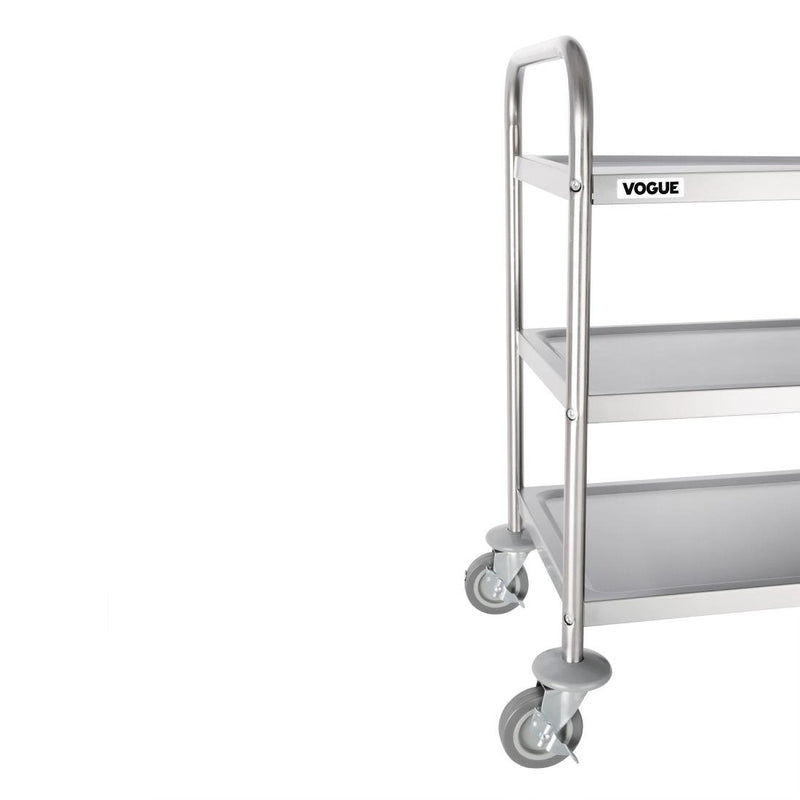 Vogue Stainless Steel 3 Tier Clearing Trolley Medium