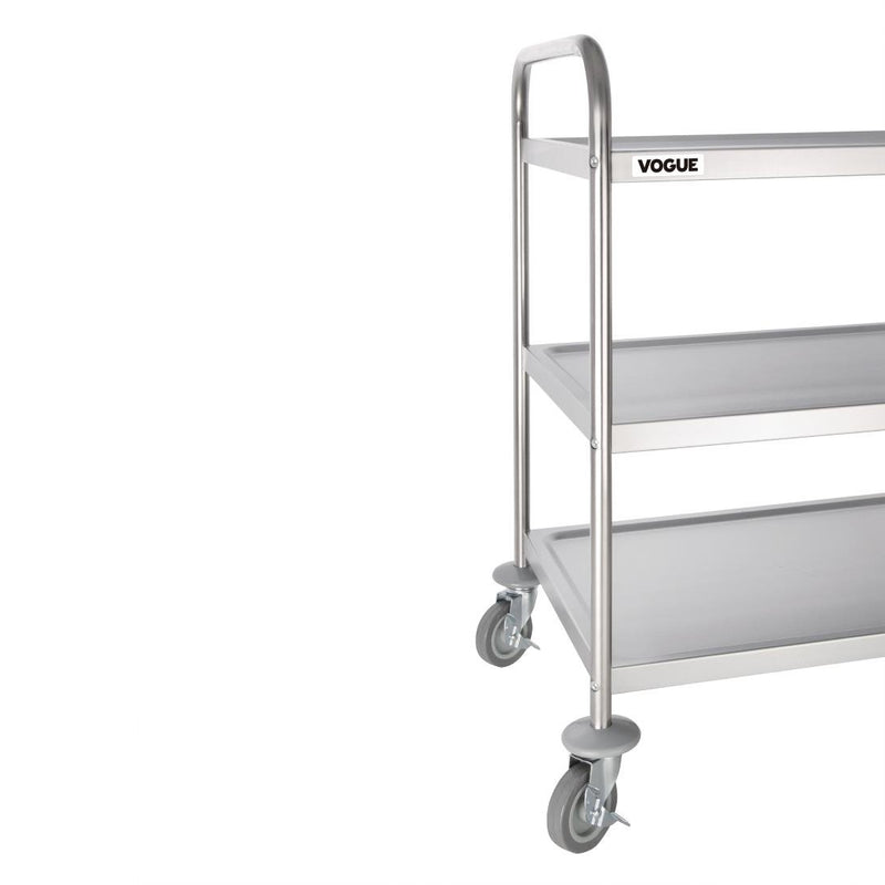 Vogue Stainless Steel 3 Tier Clearing Trolley Large
