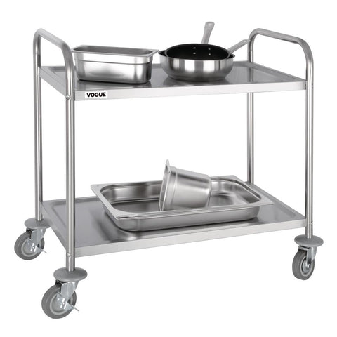 Vogue Stainless Steel 2 Tier Clearing Trolley Medium