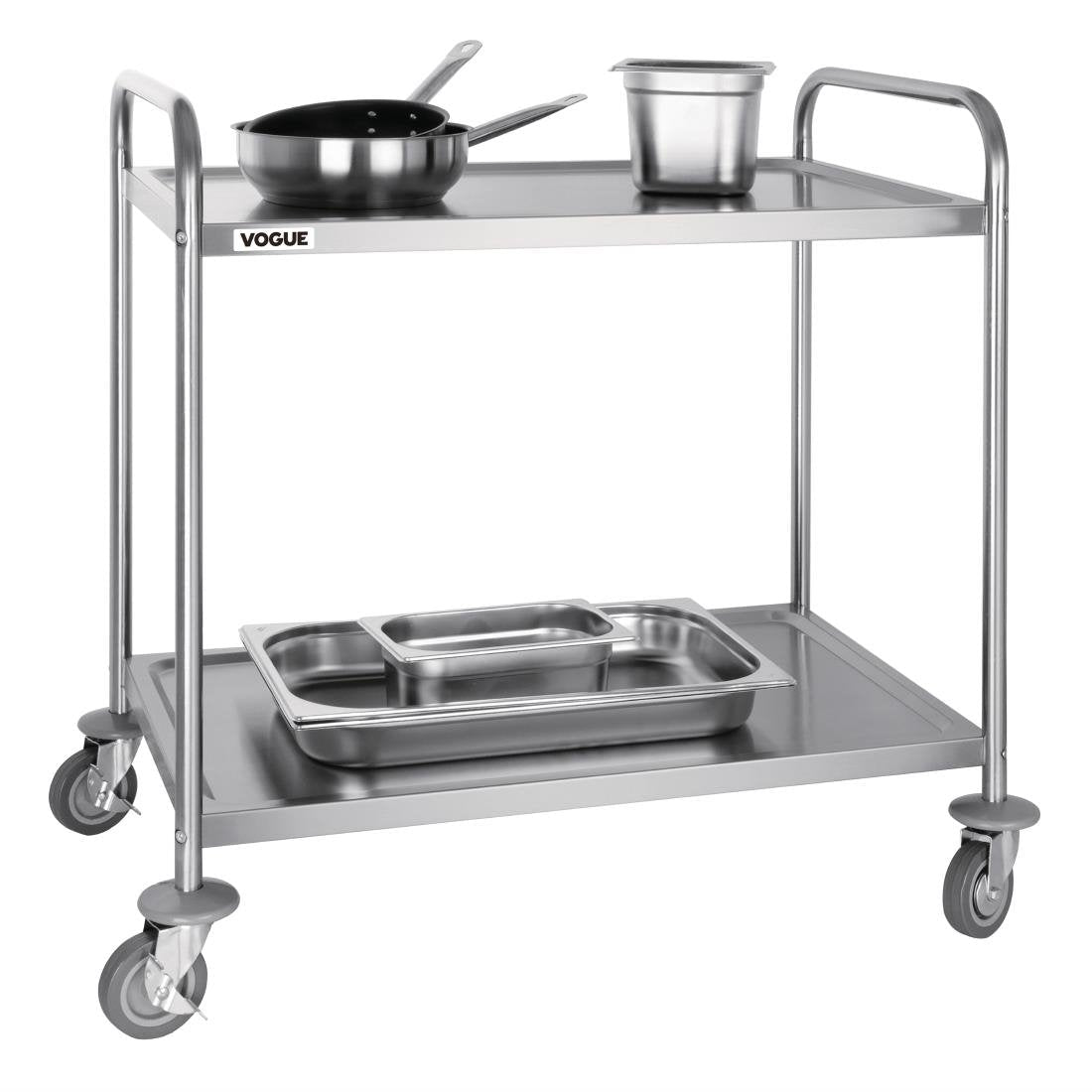 Vogue Stainless Steel 2 Tier Clearing Trolley Large