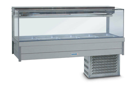 Roband Square Glass Refrigerated Display Bar, 12 pans