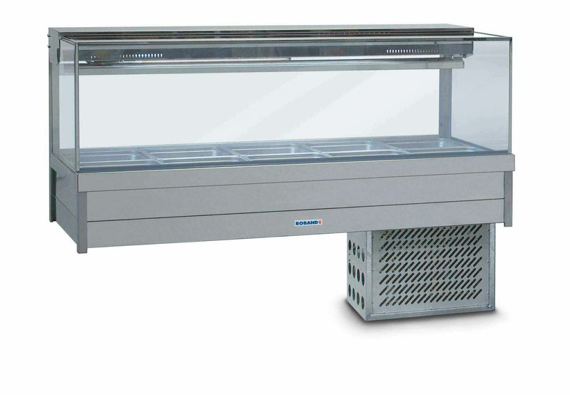 Roband Square Glass Refrigerated Display Bar 12 pans - Piped and Foamed only (no motor)