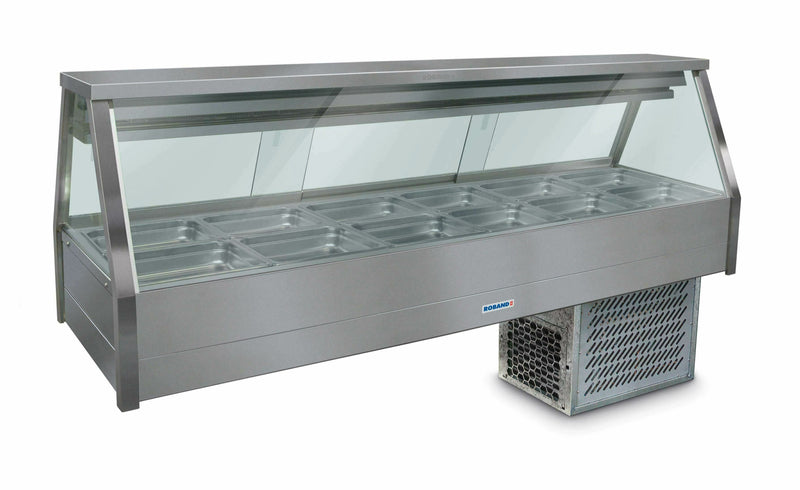 Roband Straight Glass Refrigerated Display Bar 12 pans - Piped and Foamed only (no motor)