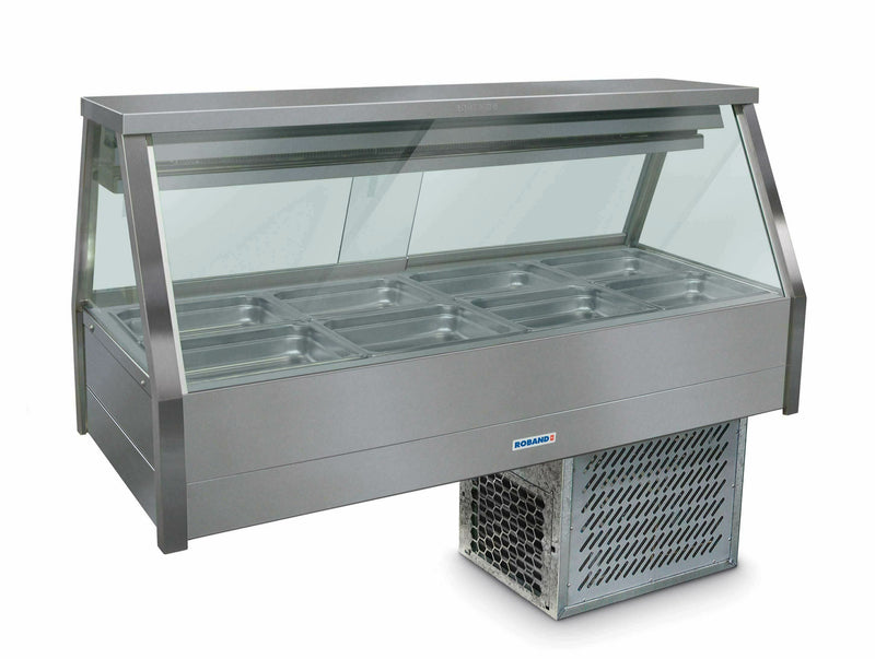 Roband Straight Glass Refrigerated Display Bar 8 pans - Piped and Foamed only (no motor)