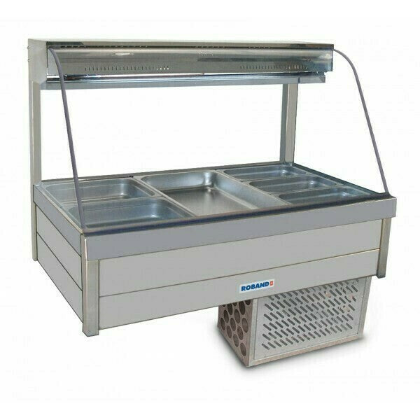 Roband Curved Glass Refrigerated Display Bar 6 pans - Piped and Foamed only (no motor)