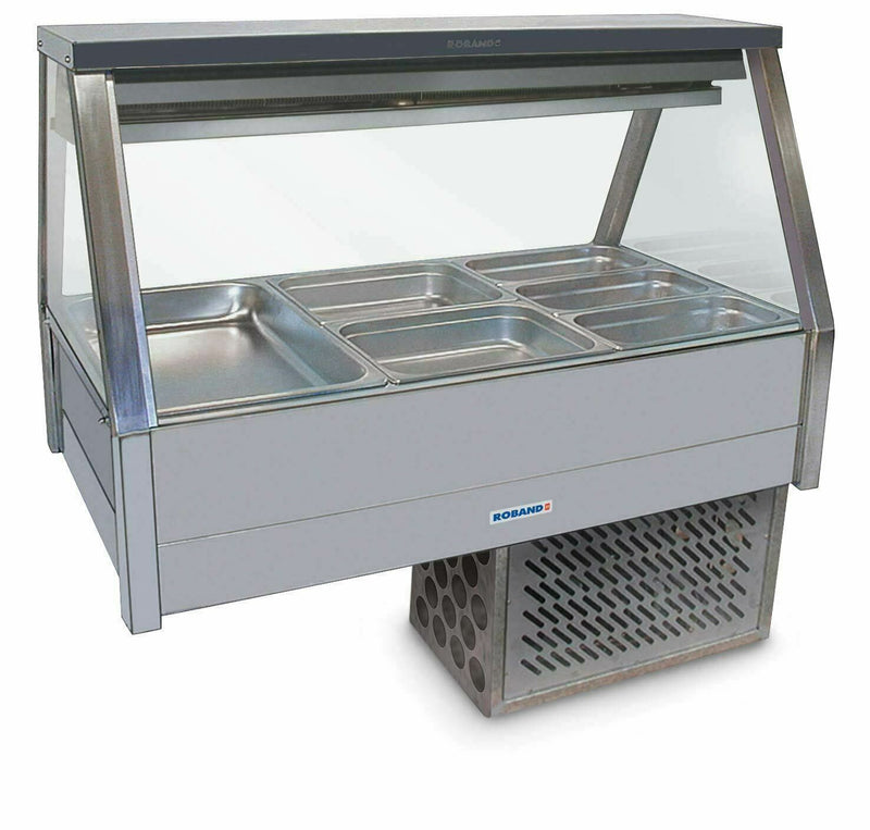 Roband Straight Glass Refrigerated Display Bar 6 pans - Piped and Foamed only (no motor)