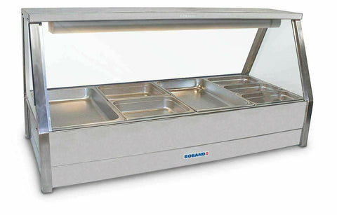 Roband Straight Glass Hot Food Display Bar, 8 pans double row