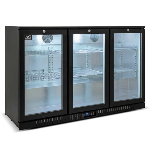 AG Three Door Bar Fridge - Black Body & Doors 3BBR-H