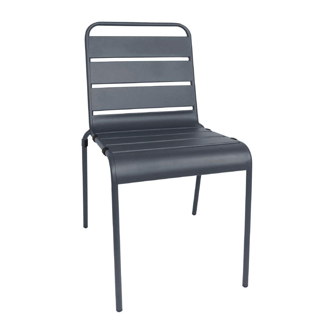 Bolero Slatted Steel Side Chairs Grey (Pack of 4)