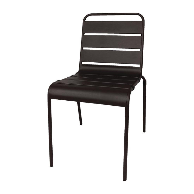Bolero Black Slatted Steel Side Chairs (Pack of 4)
