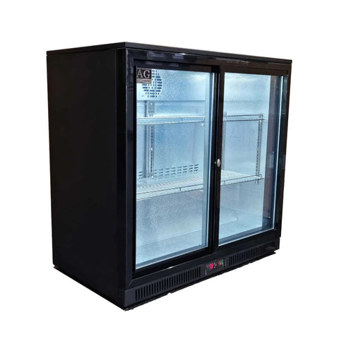 AG Twin Sliding Door Bar Fridge - Black Body & Doors 2BBR-S