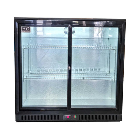 AG Twin Sliding Door Bar Fridge - Black Body & Doors 2BBR-S