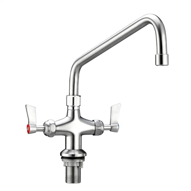 3Monkeez Stainless Steel Dual Hob Mount Tap Body with 12" Standard Swivel Spout Including Aerator