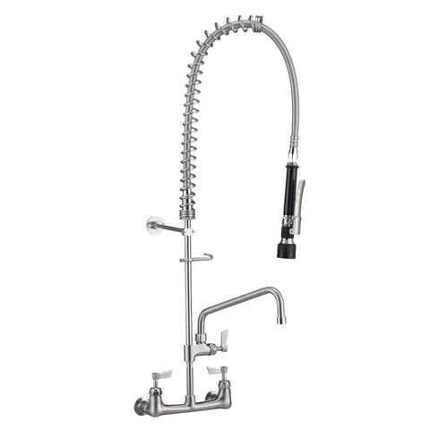 3Monkeez Stainless Steel Exposed Breech Wall Mount Pre Rinse Unit With 12" Pot Filler Including Spreaders