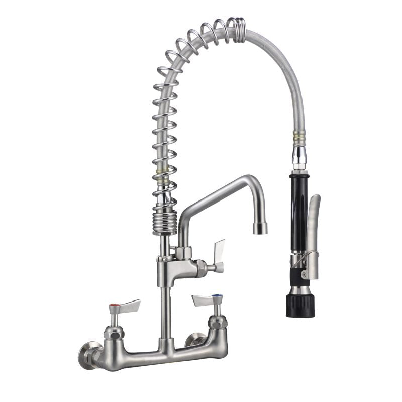 3Monkeez Stainless Steel Exposed Breech Wall Mount Pre Rinse Unit With 6" Pot Filler Including Spreaders