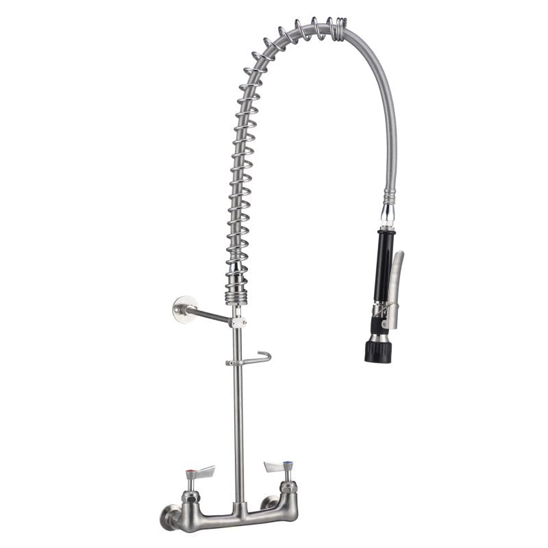 3Monkeez Stainless Steel Exposed Breech Wall Mount Pre Rinse Unit With Spreaders - Black Variable Trigger