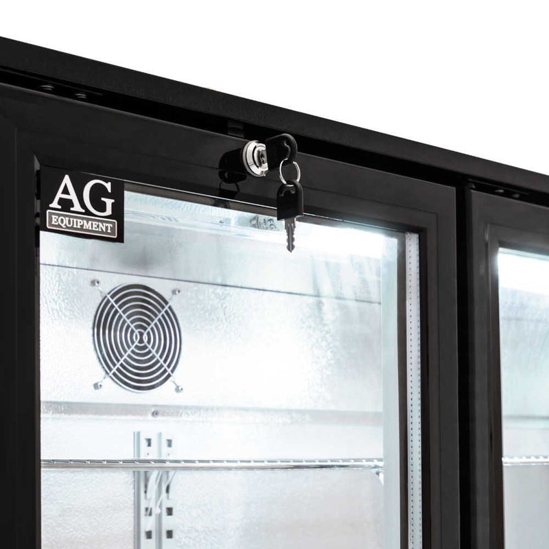 AG Three Door Bar Fridge - Black Body & Doors 3BBR-H