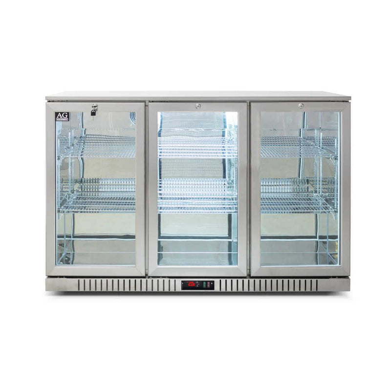 AG Three Door Bar Fridge - Stainless Steel Body & Doors 3SBR-H