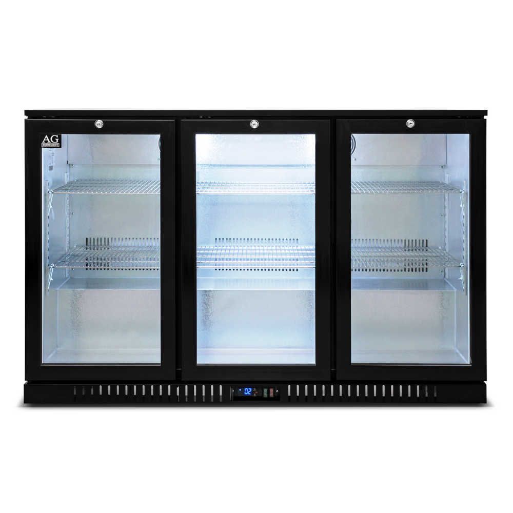 AG Three Door Bar Fridge - Black Body & Doors 3BBR-H