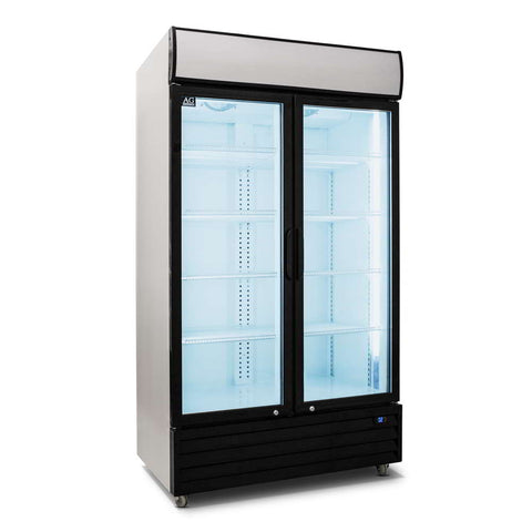 AG 1000L Double Door Upright Display Fridge - Glass Door