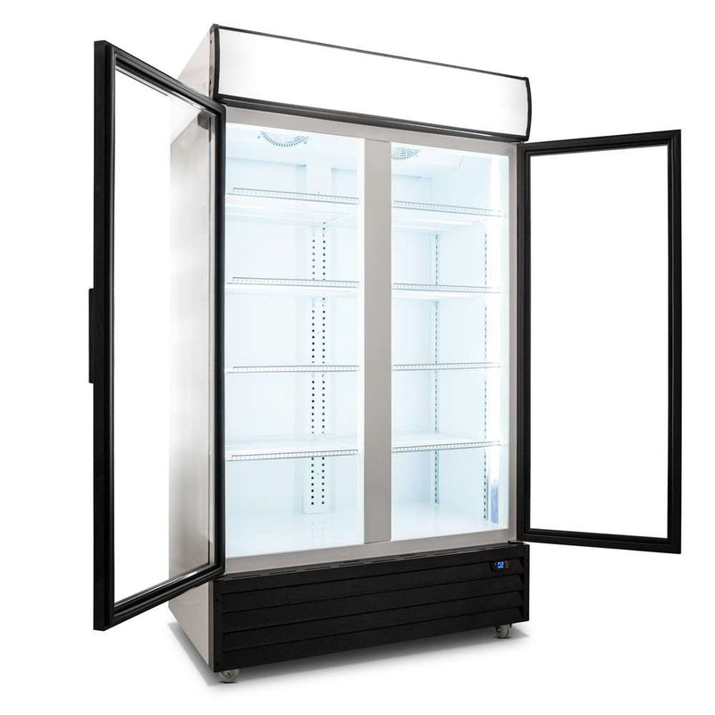 AG 1000L Double Door Upright Display Fridge - Glass Door