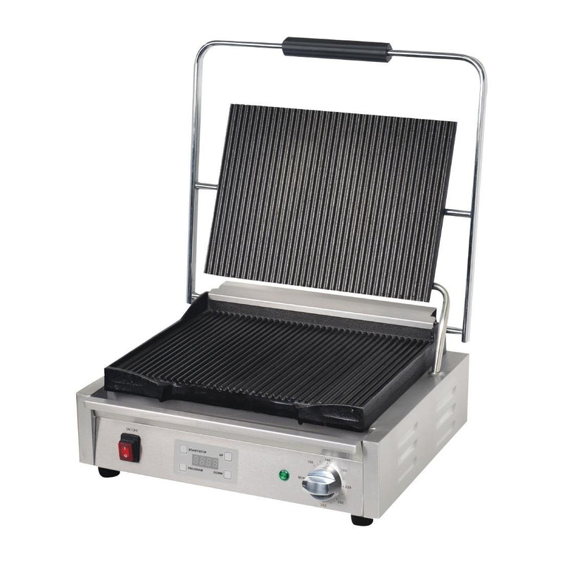 Apuro Large Contact Grill Ribbed Plates with Timer