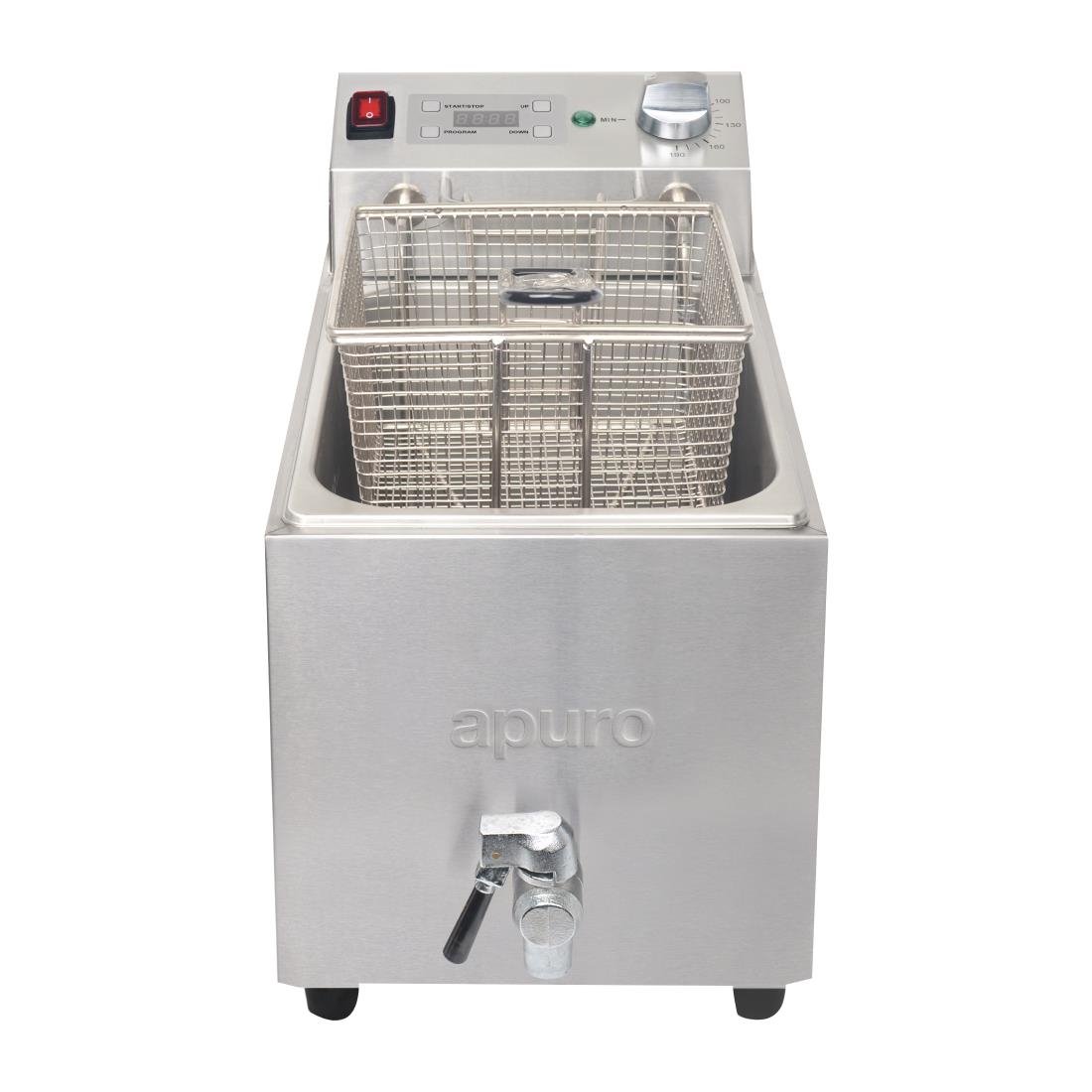 Apuro Single Tank Single Basket 8Ltr Countertop Fryer with Timer 2.9kW